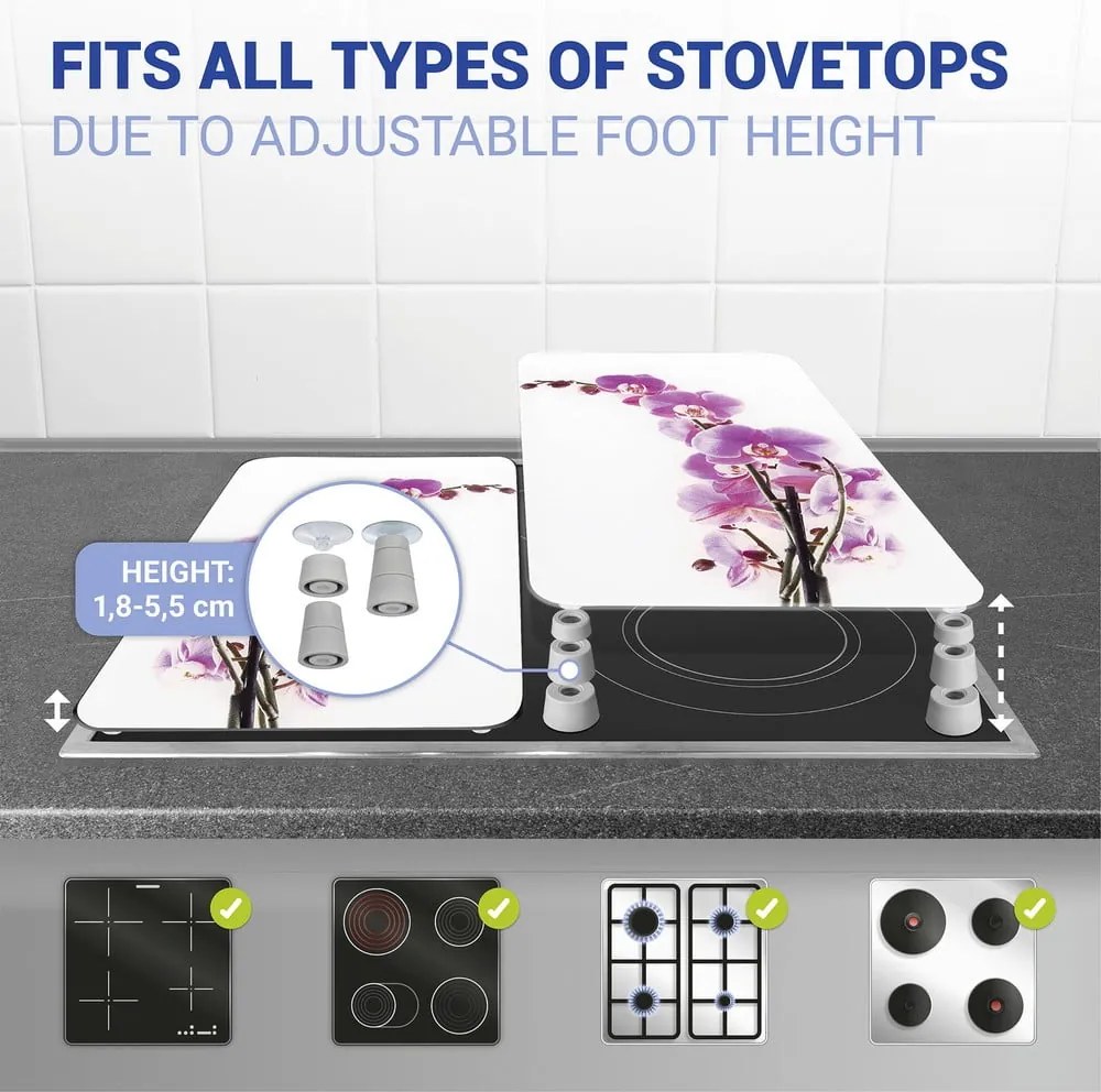 Set di 2 copri stufe in vetro Orchidea, 52 x 30 cm Orchid Blossom - Wenko