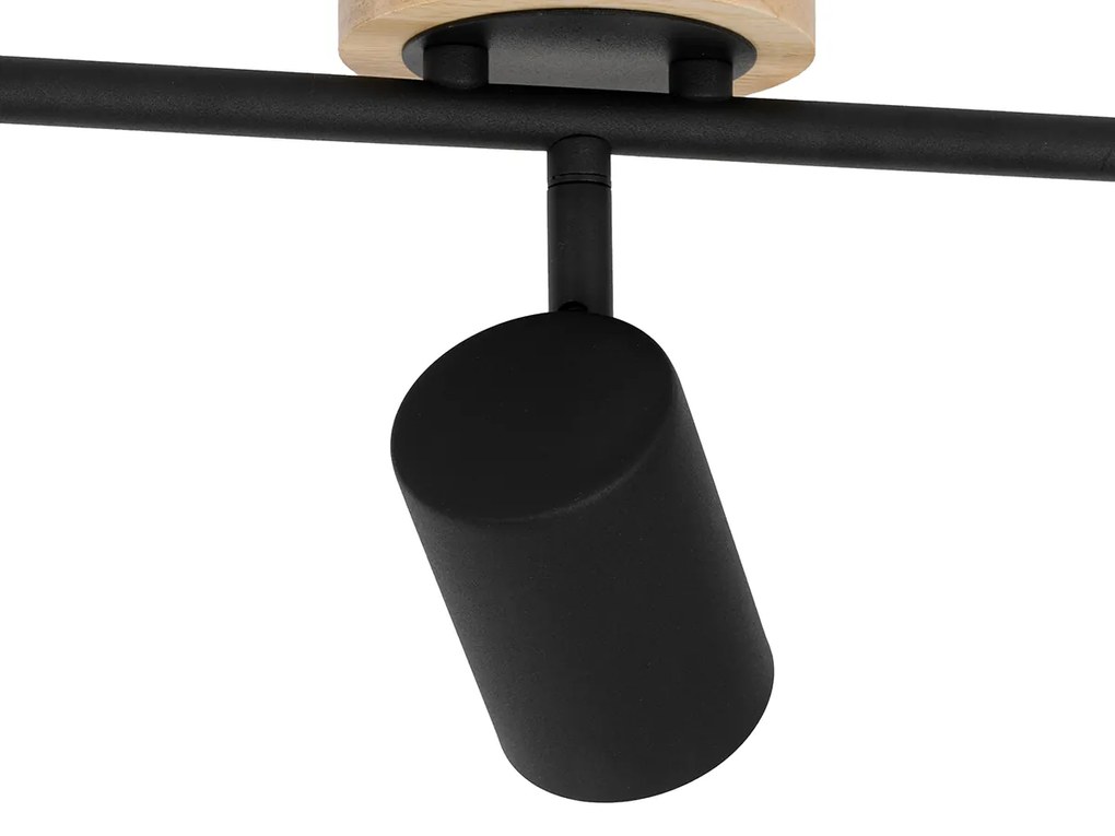 Faretto moderno nero con legno orientabile 3 luci - Jeana