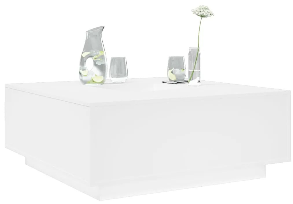 Tavolino Da Salotto Bianco 100x100x40 Cm İn Legno Multistrato /