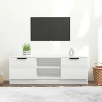 Mobile Porta TV Bianco Lucido 102x35x36,5 cm Legno Multistrato 811517