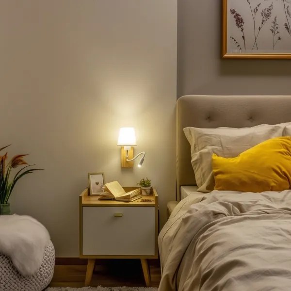 Brilagi - Applique a LED NUBILA WOOD 1xE27/25W/230V + LED/3W quercia/bianco