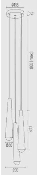 Argon 6103 - Lampadario su filo  HOLLYWOOD 3xE14/7W/230V nero