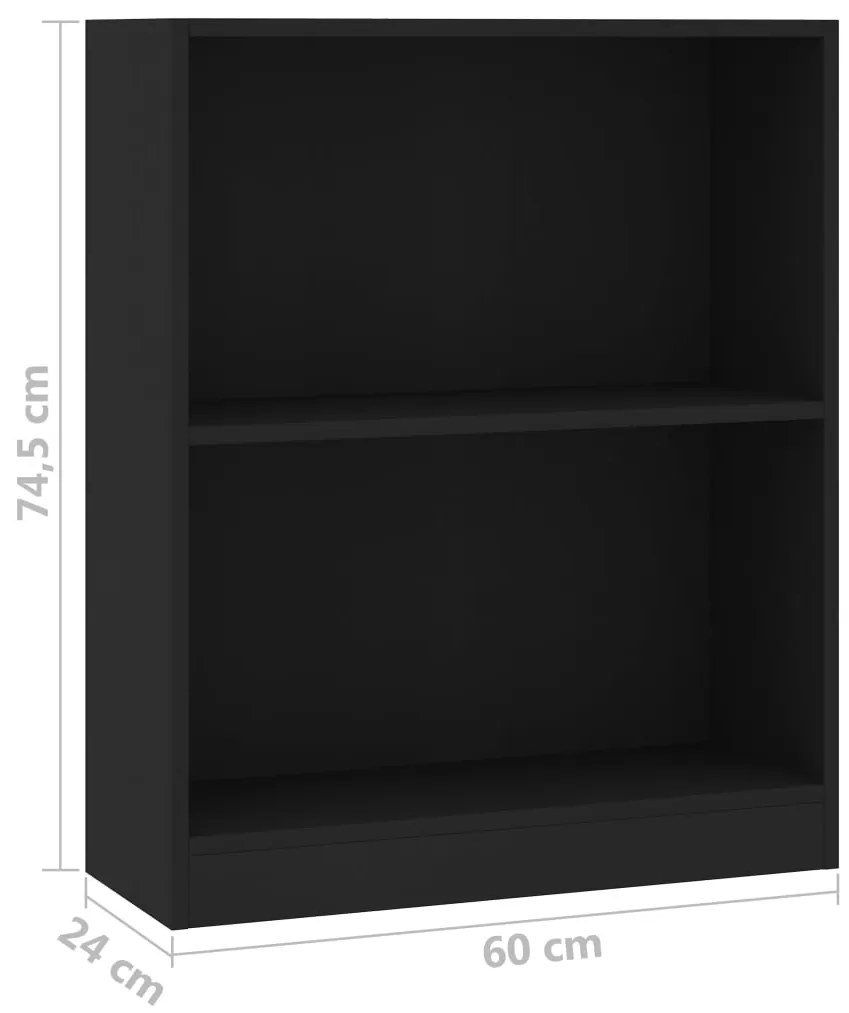 Libreria Nera 60x24x76 cm in Legno Multistrato