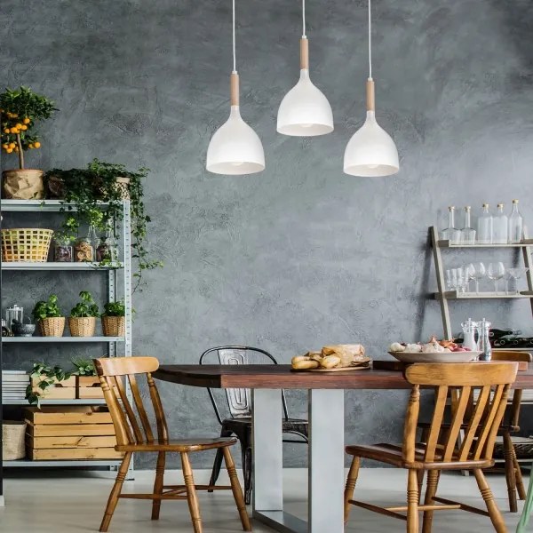 Lampadario a sospensione con filo NOAK WOOD 3xE27/60W/230V