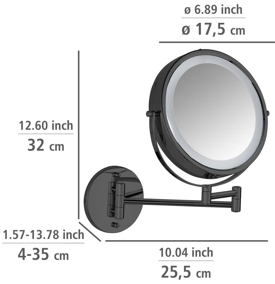 Specchio per make-up con illuminazione/con ingrandimento (con ingrandimento 5x) ø 25,5 cm Lumi – Wenko