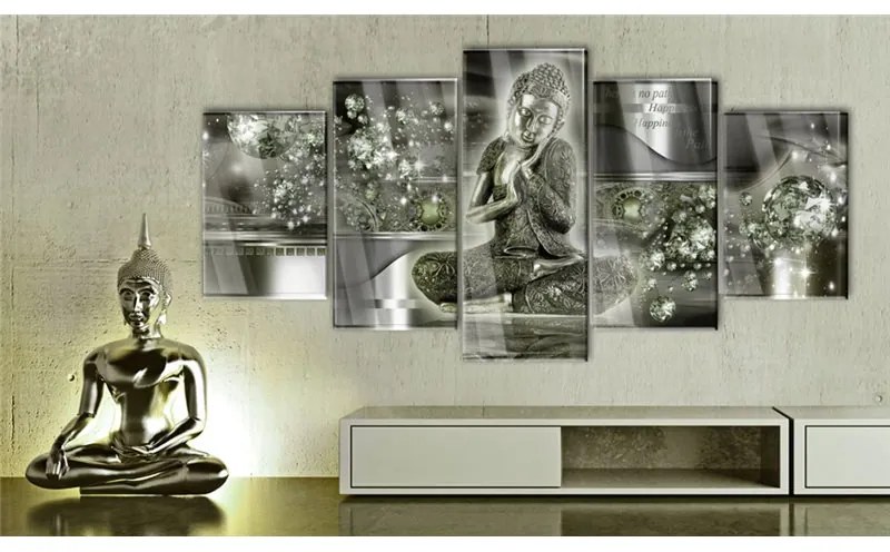 Quadri su vetro acrilico  Emerald Buddha [Glass]  Colore Verde, Dimensioni e Misure 100x50