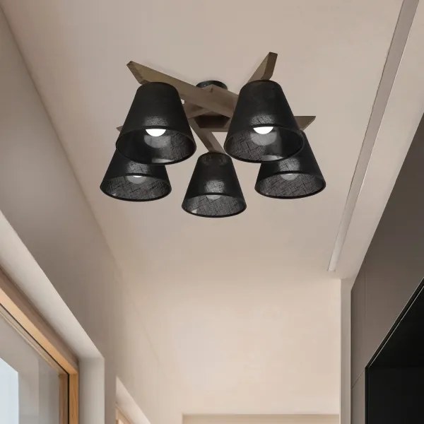 Brilagi - Lampadario LED ANTHONY 5xE14/40W/230V rovere/noce nero