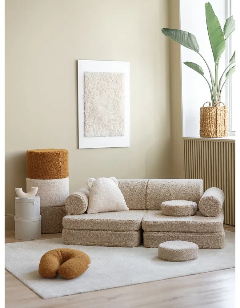 Divano per bambini marrone chiaro con rivestimento in bouclé 132 cm Settee – Wigiwama