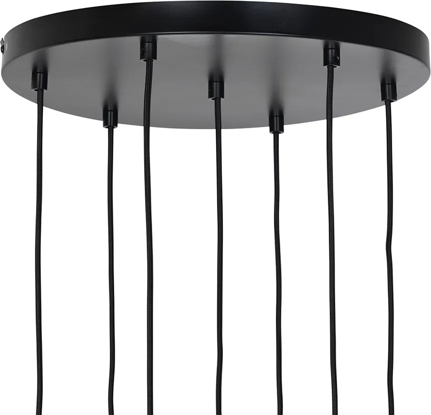 Lampadario Art Déco nero con vetro fumé a 7 luci - Laura
