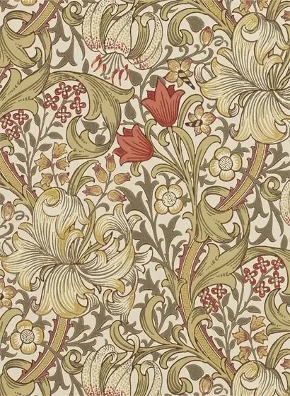 Morris & Co Carta da parati Golden Lily - Biscuit/ Brick