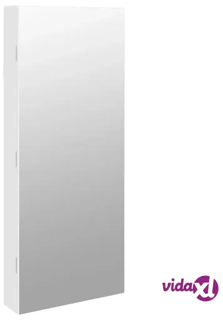 VidaXL Armadio Portagioie con Specchio a Muro Bianco 30x8,5x90 cm