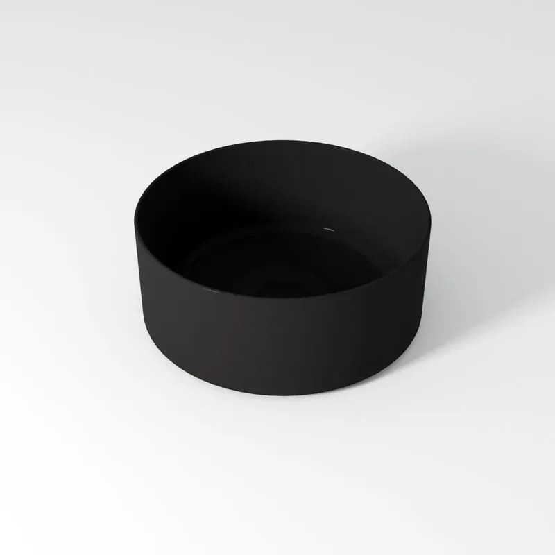 Lavabo da appoggio OLYMPIA CERAMICA tondo piletta non inclusa in ceramica nero piletta non inclusa