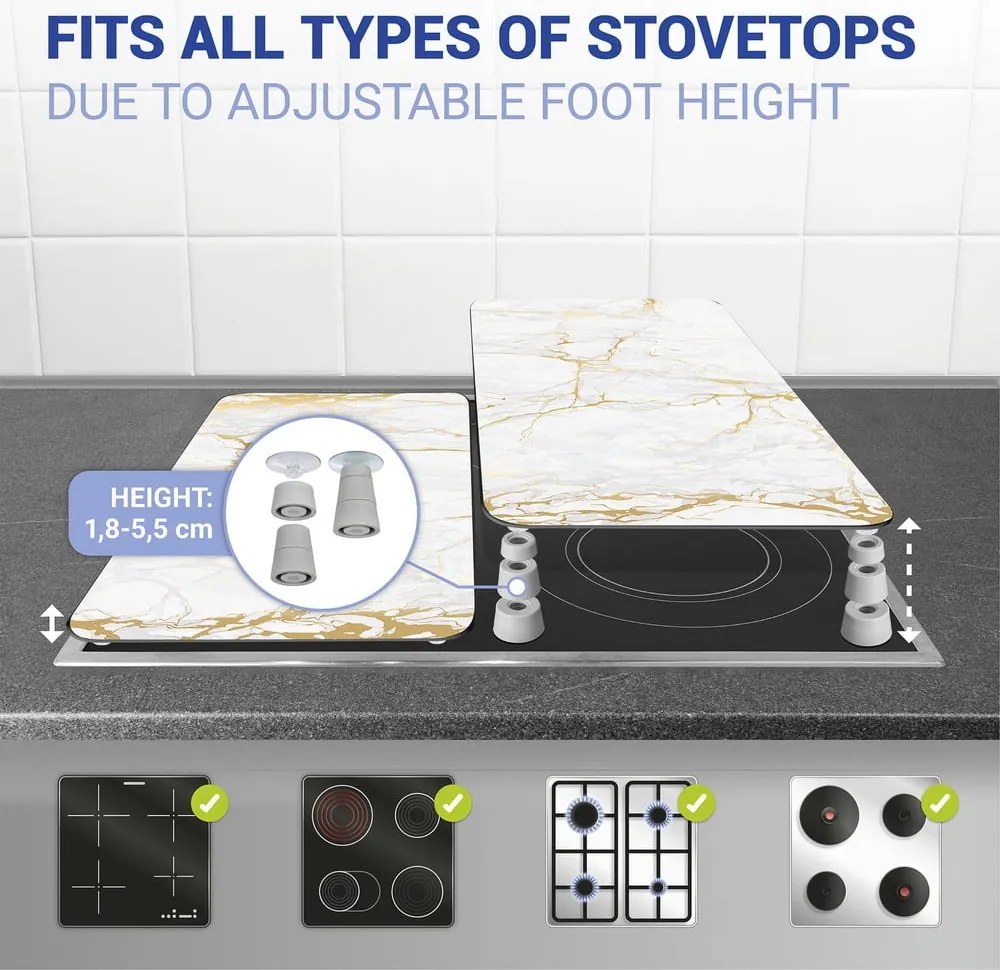 Set di 2 copri stufe in vetro in marmo bianco-oro, 52 x 30 cm Universal - Wenko
