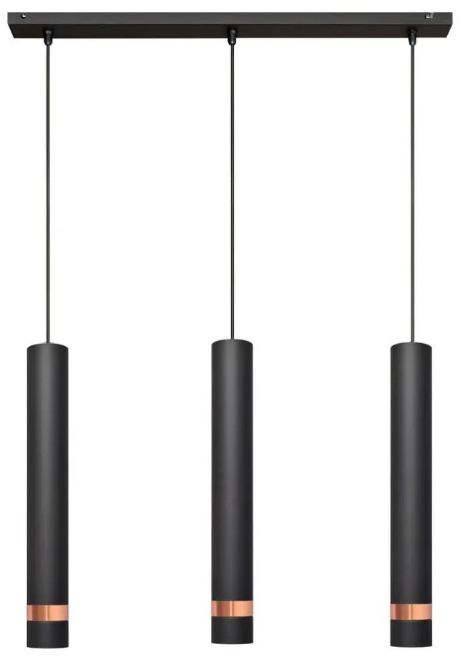 Lampadario su filo LED TUBA 3xGU10/4,8W/230V nero/rame