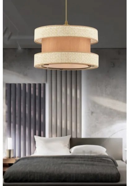 Lampadario a cavo HALO 1xE27/60W/230V beige/crema