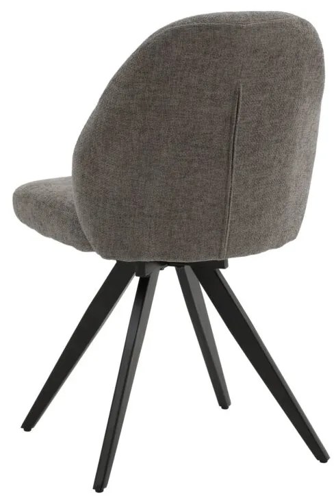 Set di sedie girevoli ZENNENDAL in tessuto grigio e gambe in metallo nero