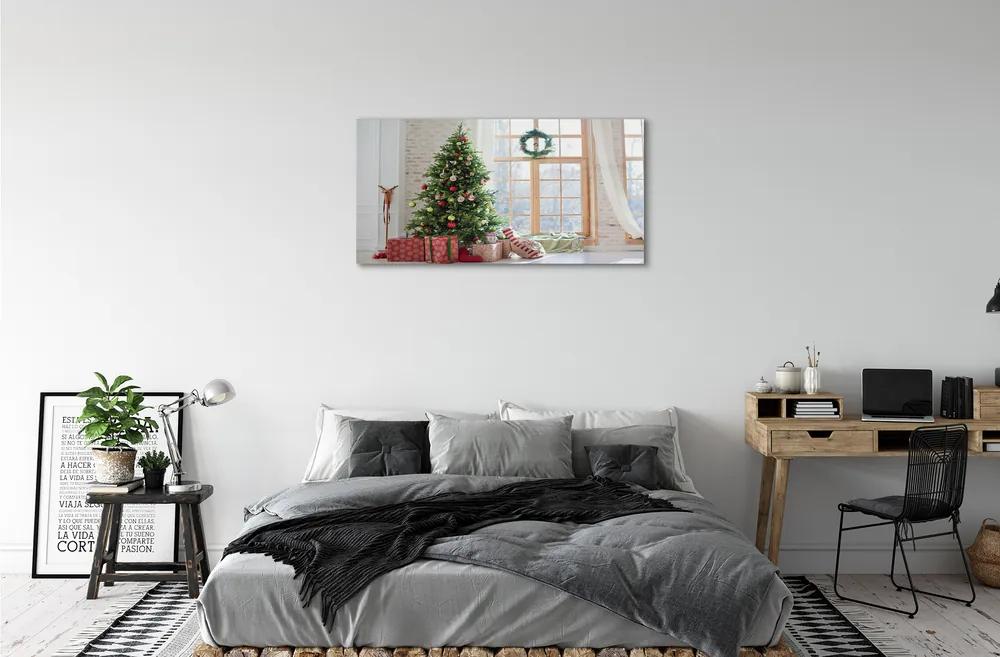 Quadro acrilico Regali degli alberi di Natale 100x50 cm