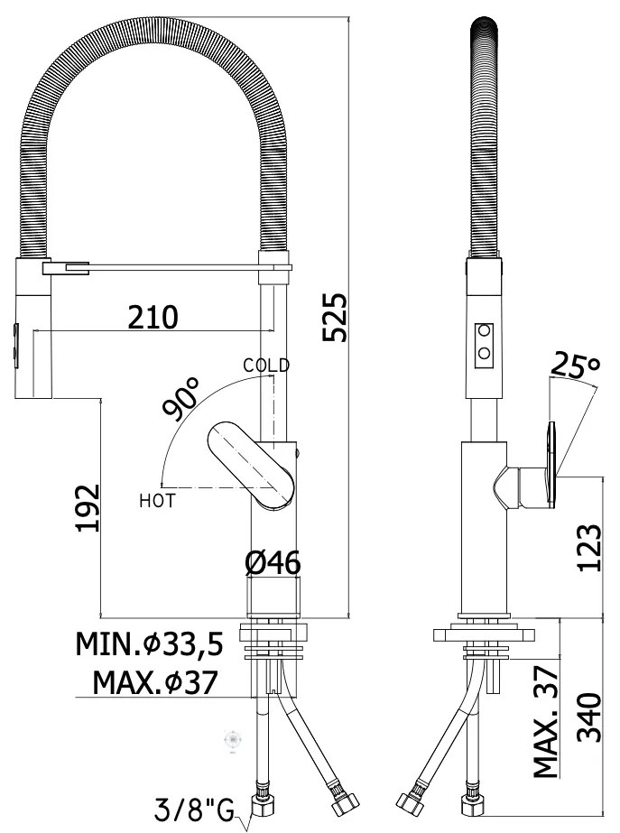 Paffoni Candy Ca179 Professional Miscelatore lavello monoforo con doccia 2 getti e canna orientabile cromo