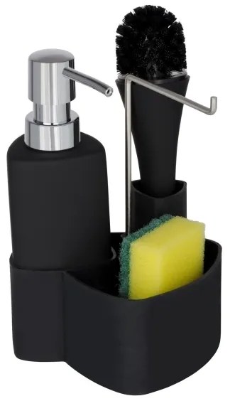 WENKO 3620127800 - Set per il lavaggio EMPIRE 11x19 cm nero/argento