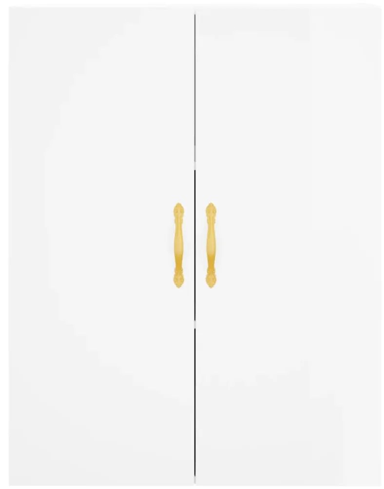 Credenza Bianco Lucido 69,5x34x180 cm in Legno Multistrato