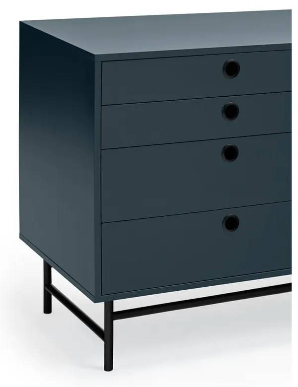 Cassettiera nera e blu, larghezza 212 cm Punto - Teulat