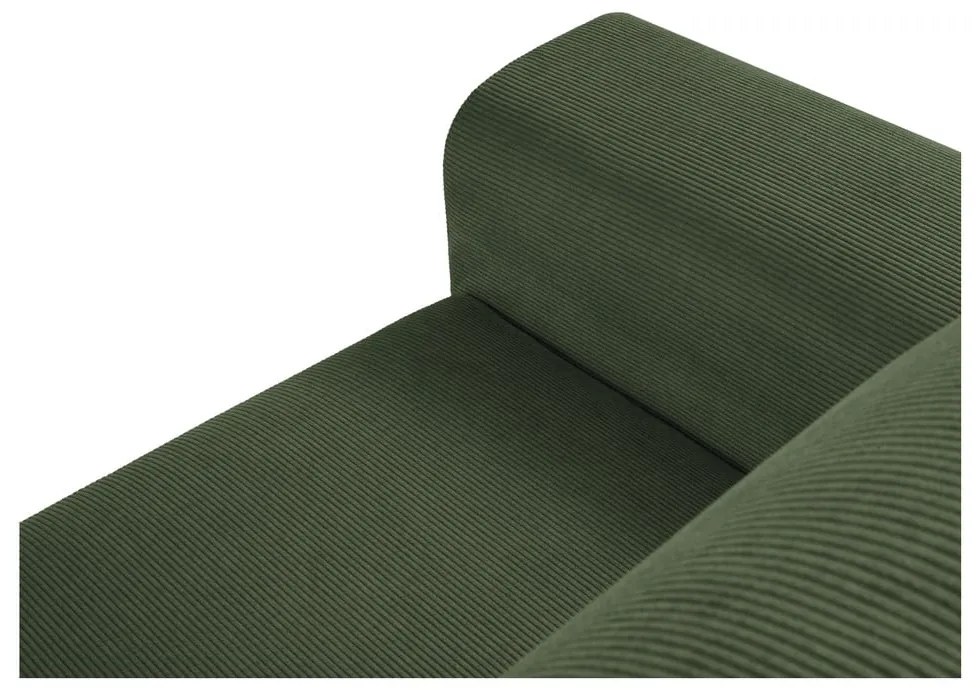 Divano angolare verde allungabile e con contenitore (con penisola a destra/con chaise lounge) con rivestimento in velluto a coste Kyoto – Cosmopolitan Design