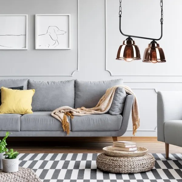 Lampadario a sospensione con catena MARIO 2xE27/60W/230V ottone