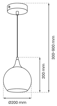 Lampadario a sospensione con filo MONTE 1xE27/60W/230V diametro 20 cm cromo opaco