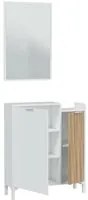 Mobile da ingresso Dodd, Entratina a 2 ante, Armadio con specchio, Portaoggetti multifunzione, 77x24h91 cm, Bianco e Rovere