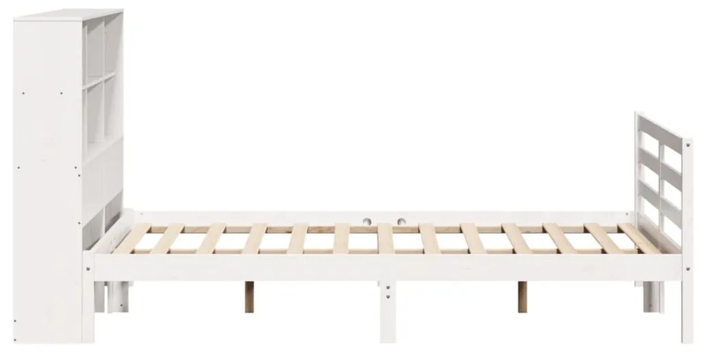 Letto libreria senza materasso bianco 140x190 cm legno di pino