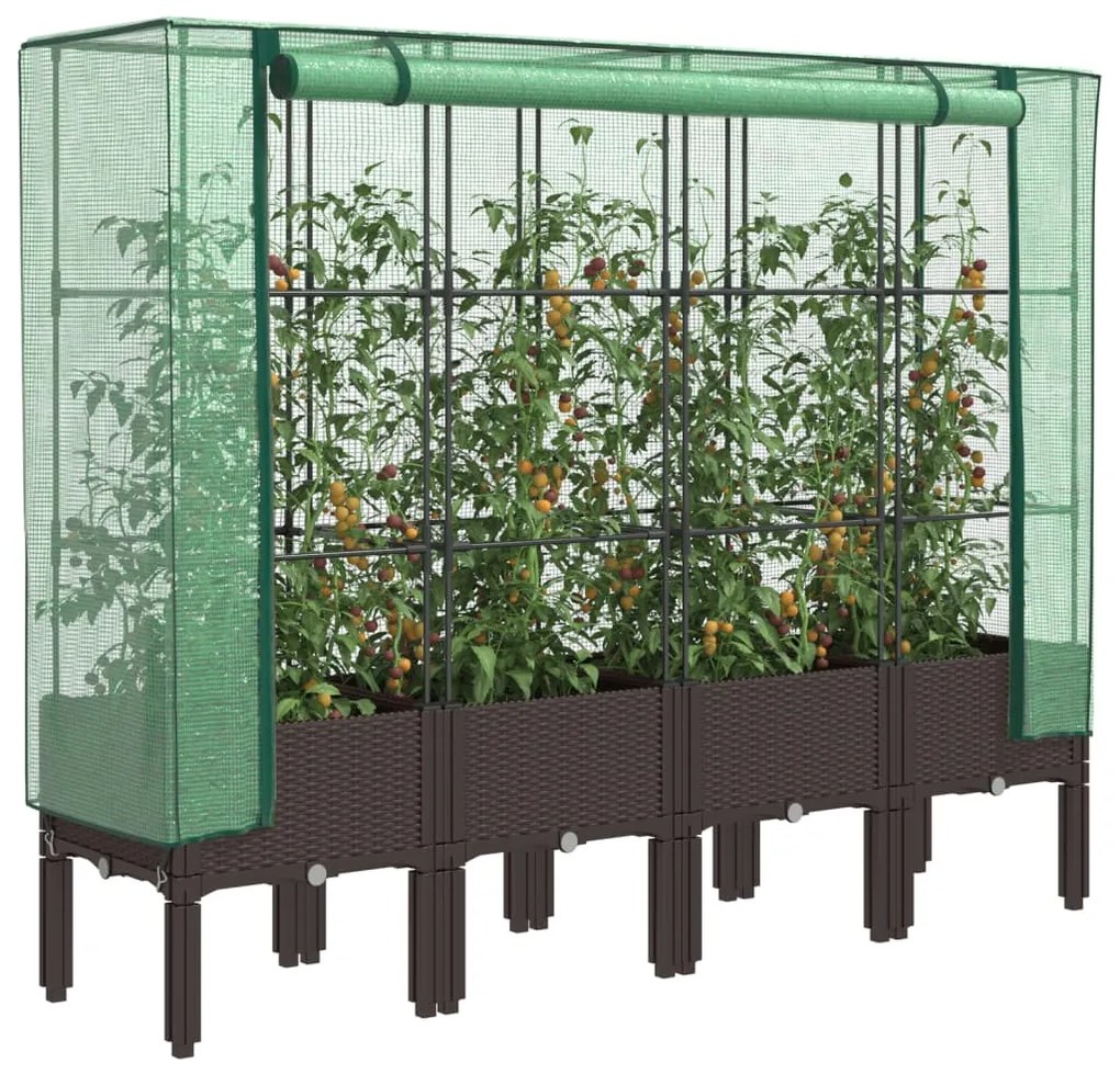 Letto Rialzato Con Copertura Serra Effetto Rattan 160x40x140 Cm /