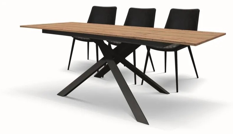 Tavolo VOLPAIA in legno, finitura rovere rustico e metallo verniciato antracite, allungabile 140×80 cm – 190×80 cm