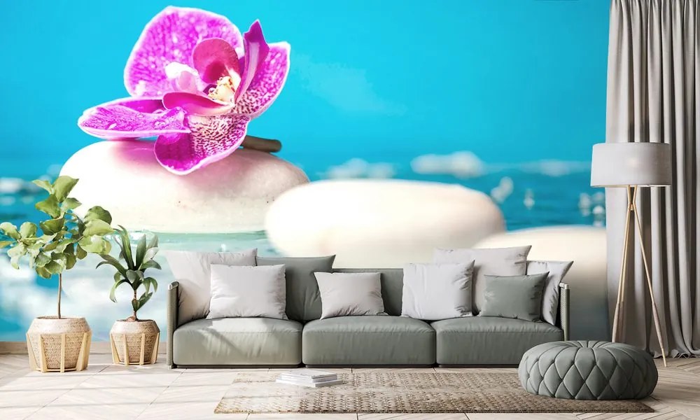 Carta da parati – Orchidea e pietre zen