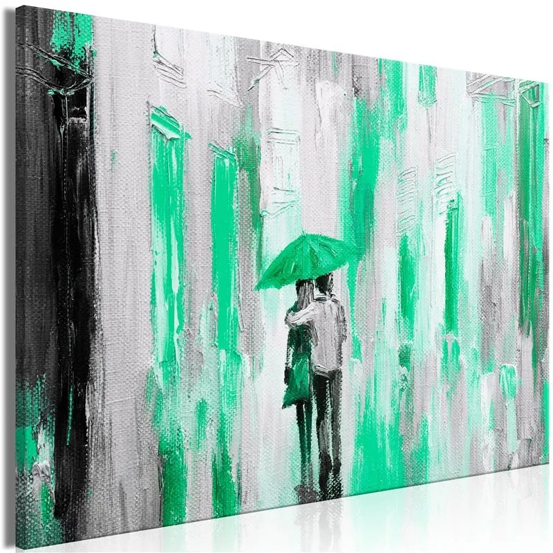 Quadro Umbrella in Love (1 Part) Wide Green  Colore Grigio, Dimensioni e Misure 120x80