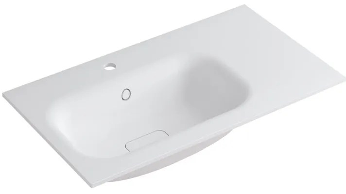 Lavabo a incasso rettangolare vasca a sinistra L 80.5 x H 15 x P 46 cm in resina bianco lucido