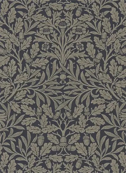 Morris & Co Carta da parati Pure Acorn - Charcoal/ Gilver