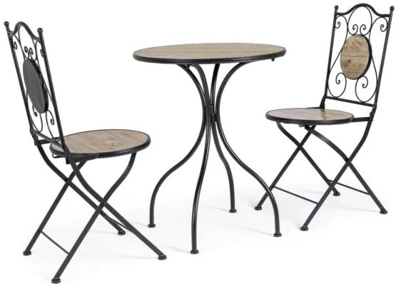 Set Tavolo e Sedie in Ferro e Ceramica Mosaico Kansas – 3 Pezzi