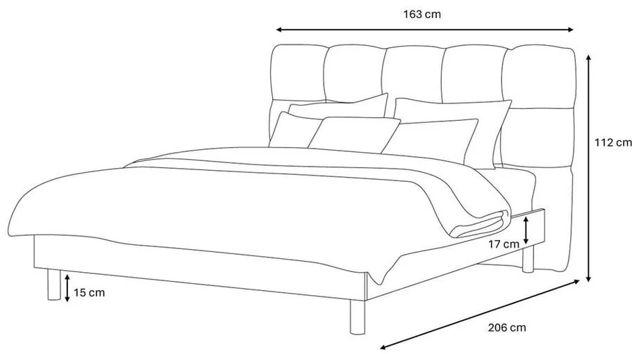 Letto matrimoniale imbottito beige rete inclusa 140x190 cm Kumo - Bobochic Paris