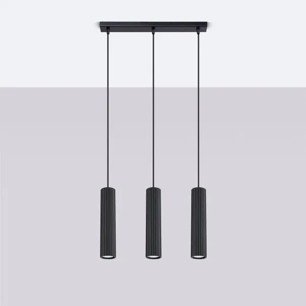 Sollux SL.1575 - Lampadario a sospensione con filo KARBON 3xGU10/10W/230V nero