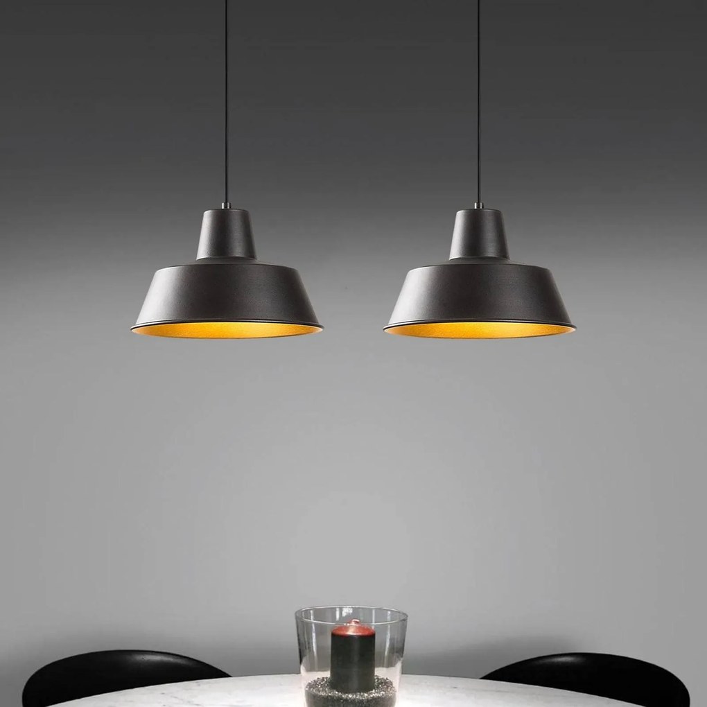Opviq Lampada a sospensione Saglam 3738, nero/oro, metallo, 2 luci