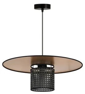 Duolla - Lampadario a sospensione con filo TOKYO RATTAN 1xE27/15W/230V diametro 50 cm oro/nero