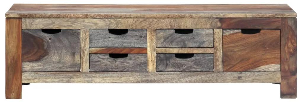 Tavolino da caffè grigio 100x50x30cm in legno massello sheesham