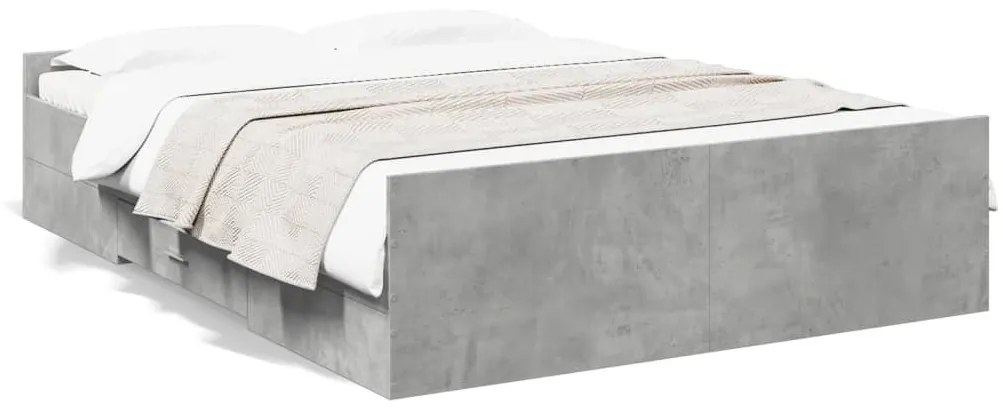 Giroletto Cassetti Grigio Cemento 135x190 Cm Legno Multistrato /