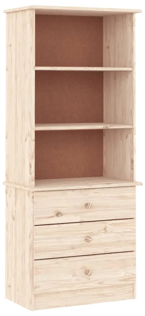 Libreria con cassetti alta 60x35x142 cm legno massello di pino