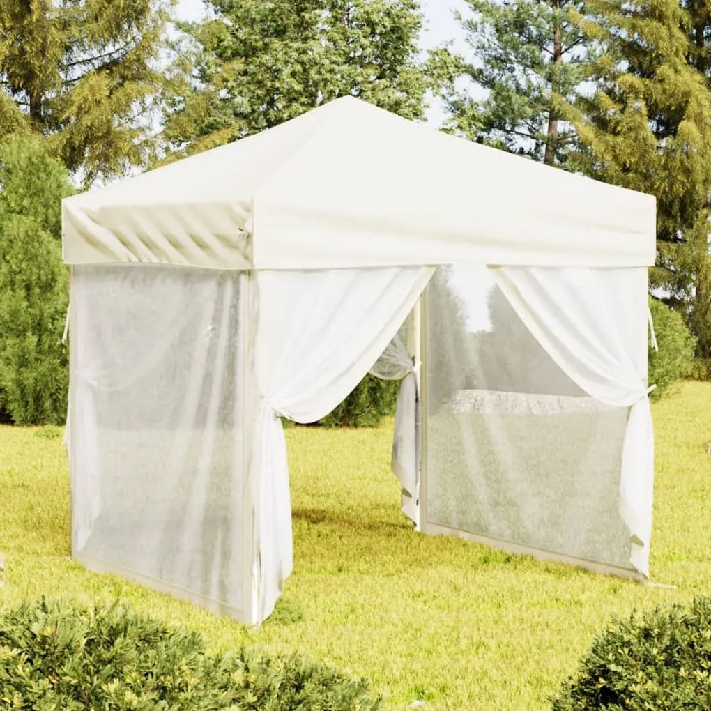 Tenda Per Feste Pieghevole Con Pareti Laterali Crema 2x2 M /