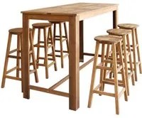 Tavolo e Sgabelli Bar Set 7 pz in Legno Massello di Acacia 246670