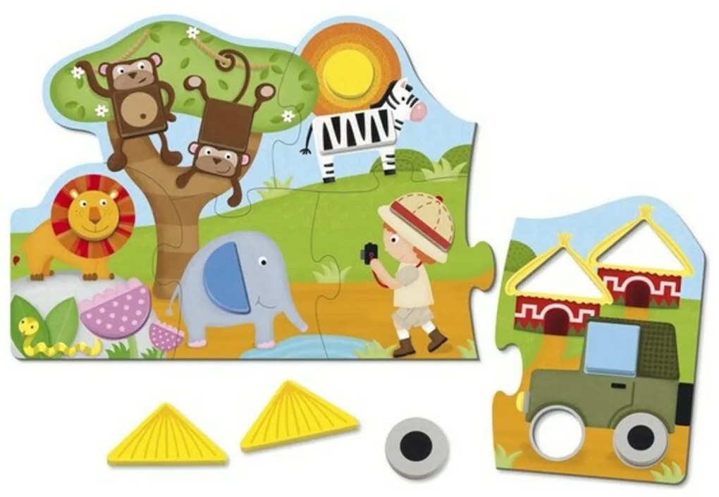 Puzzle di Legno per Bambini Goula Goula Safari Legno (19 pcs)