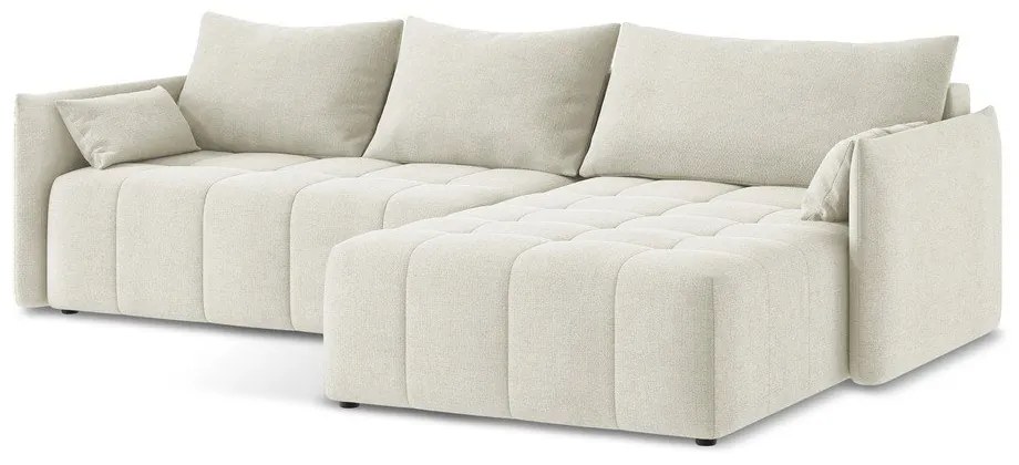 Divano angolare beige allungabile/con contenitore (con penisola a destra/con chaise lounge) Moku – Makamii