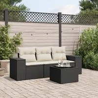 Set Divani da Giardino 4 pz con Cuscini Nero in Polyrattan 3254603