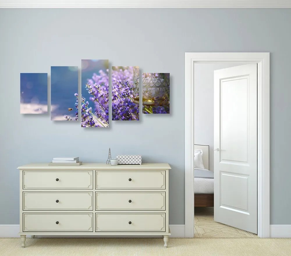 Quadri 5 pezzi – Giardino di lavanda